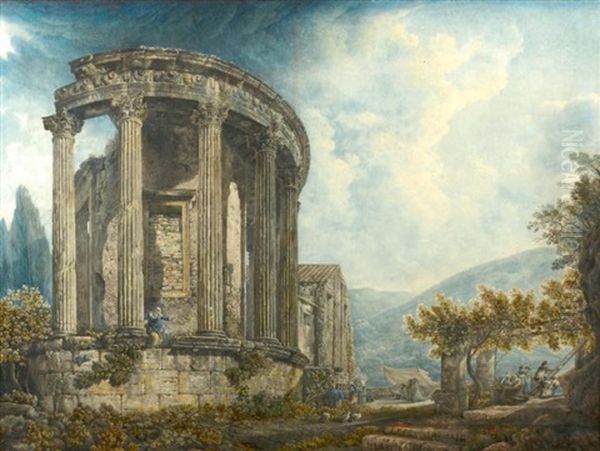 Vue Du Temple De La Sibylle A Tivoli by Abraham Louis Rodolphe Ducros