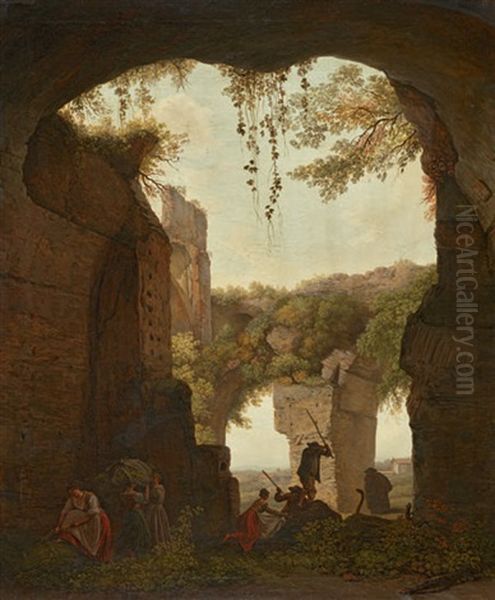 Les Thermes De Caracalla Oil Painting by Abraham Louis Rodolphe Ducros