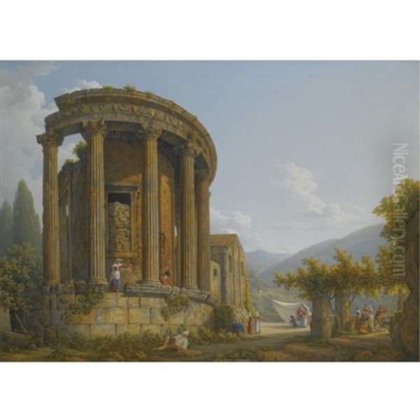 Tivoli, A View Of The Temple Of The Sibyl Oil Painting by Abraham Louis Rodolphe Ducros