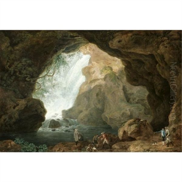 A View Of Neptune's Grotto At Tivoli Oil Painting by Abraham Louis Rodolphe Ducros