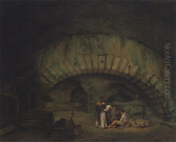 Interieur De Prison Avec Un Pretre Oil Painting by Abraham Louis Rodolphe Ducros