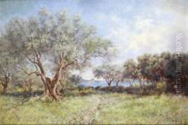 Chemin Fleuri D'antibes Oil Painting by Victor Ducrot