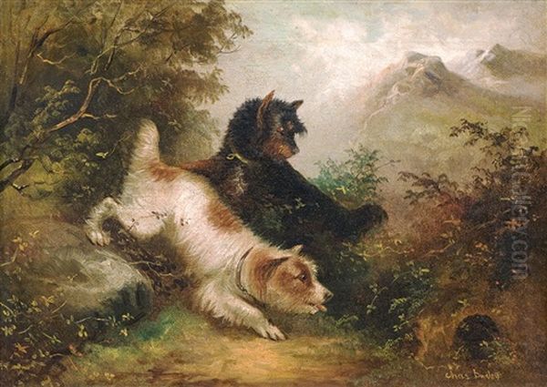 Zwei Jagende Hunde Oil Painting by Robert Charles Dudley