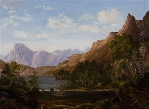 Norsk Landskap Oil Painting by Christian Due