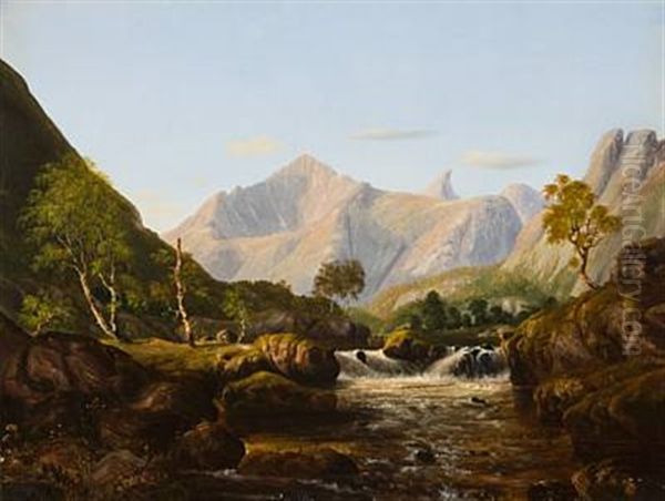 Norsk Landskap Oil Painting by Christian Due