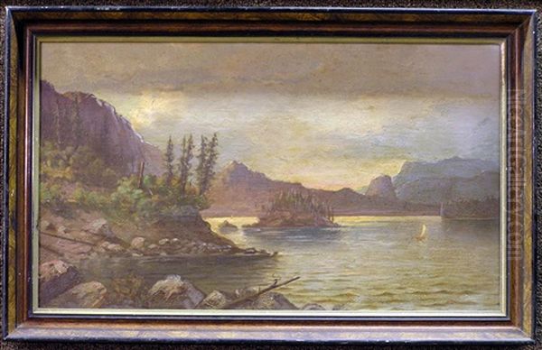 Lake Scene With Redwoods Oil Painting by Horace Wolfe Duesbury