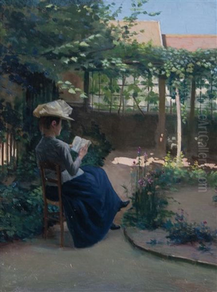 Suzanne Hoschede Au Jardin Oil Painting by Ernest-Ange Duez