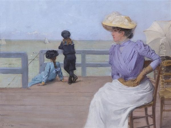 A Day At The Sea Oil Painting by Ernest-Ange Duez