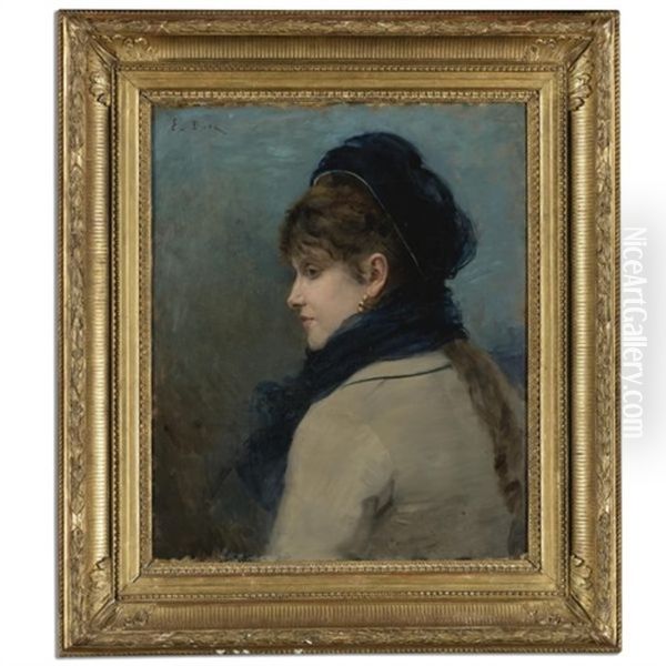 Portrait Of A Woman (the Artist's Wife?) Oil Painting by Ernest-Ange Duez