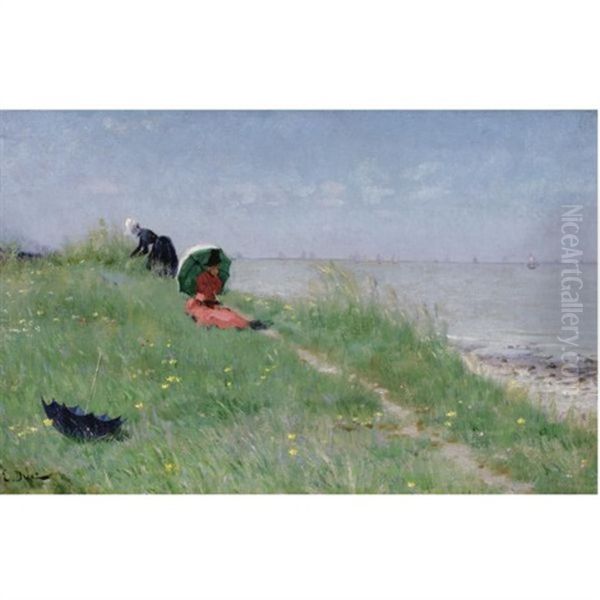 A Day At The Seaside Oil Painting by Ernest-Ange Duez