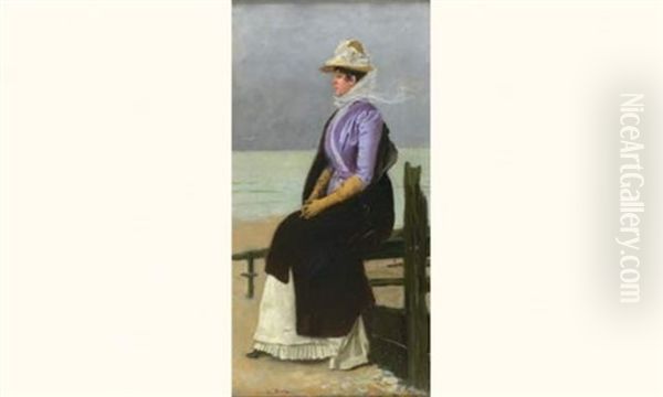 Elegante En Violet Oil Painting by Ernest-Ange Duez