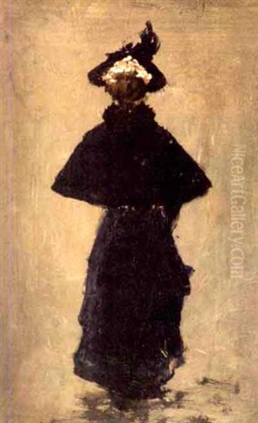 Femme En Noir Oil Painting by Ernest-Ange Duez