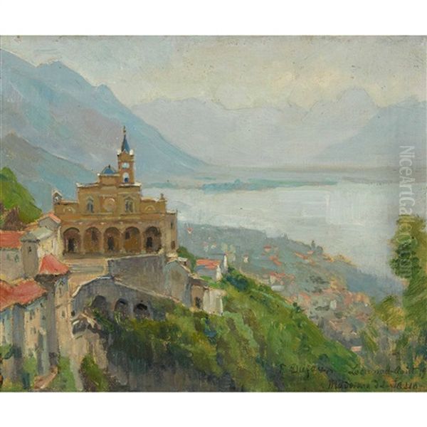 Die Wallfahrtskirche Madonna Del Sasso In Orselina Oil Painting by Frederic Dufaux