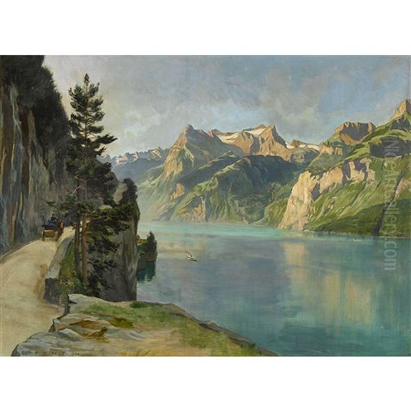 Vierwaldstattersee Mit Axenstrasse Und Urirotstock Oil Painting by Frederic Dufaux