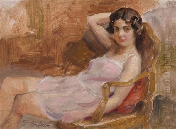 Jeune Femme Dans Un Fauteuil Oil Painting by Frederic Dufaux