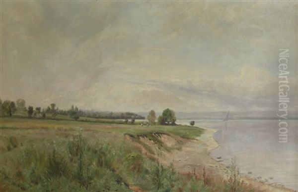 Le Leman Vu De La Cote Francaise, Xii. Oil Painting by Frederic Dufaux