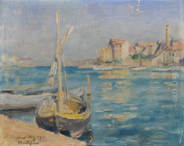 Strandansicht Von Martigues Mit Vor Anker Liegenden Booten Oil Painting by Frederic Dufaux