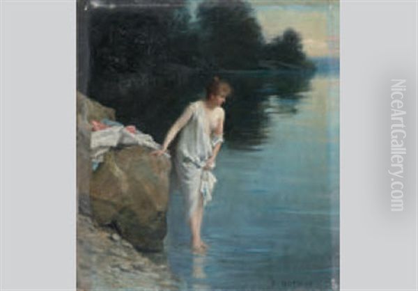 Junge Frau Am Wasser Oil Painting by Frederic Dufaux