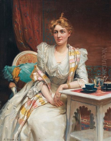 Elegante Dame Beim Tee Oil Painting by Frederic Dufaux