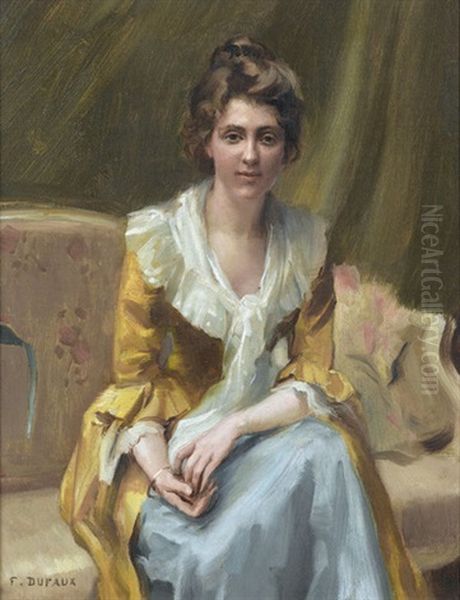 Portrat Einer Junge Dame Auf Dem Sofa Oil Painting by Frederic Dufaux