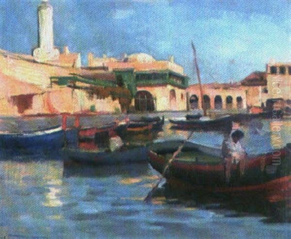 Alger, Le Port Ii Oil Painting by Frederic Dufaux