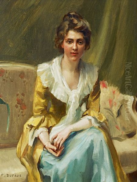 Jeune Femme Assise Sur Un Divan Oil Painting by Frederic Dufaux