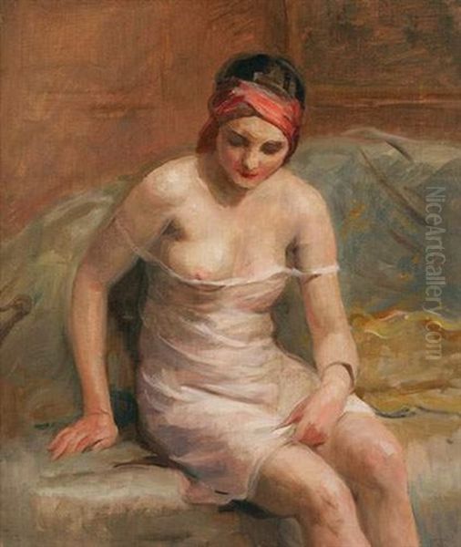 Femme Au Turban Oil Painting by Frederic Dufaux