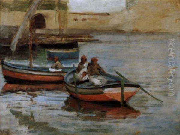 Barques Dans Le Port D'alger Oil Painting by Frederic Dufaux