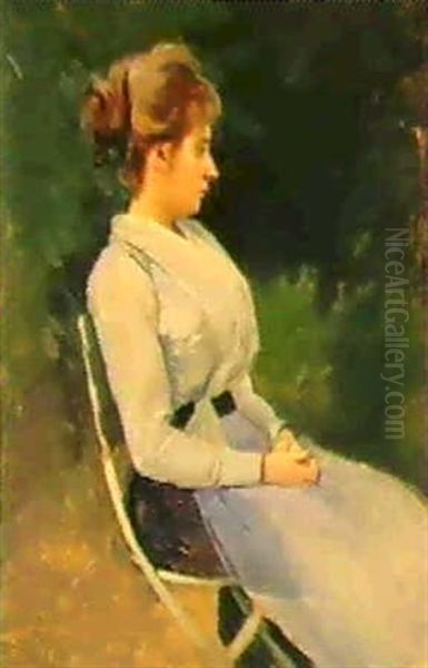 Bildnis Einer Dame Im Profil Oil Painting by Frederic Dufaux