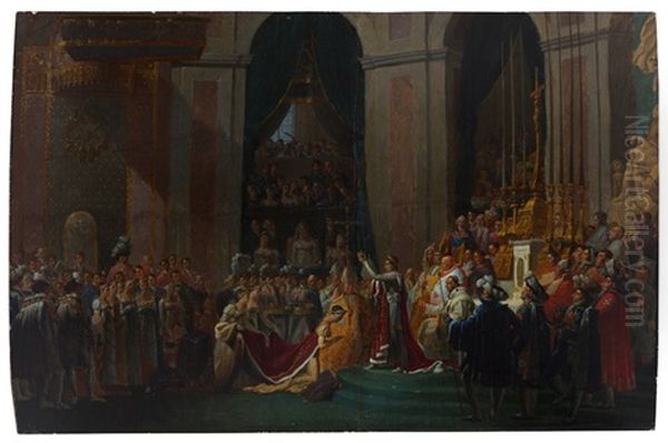 Le Sacre De Napoleon (after Jacques Louis David) Oil Painting by Alexandre Benoit Jean Dufay