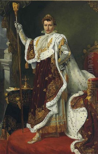 Portrait Of The Emperor Napoleon Bonaparte Oil Painting by Alexandre Benoit Jean Dufay