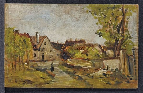 Entree D'un Village Oil Painting by Edouard-Jacques Dufeu