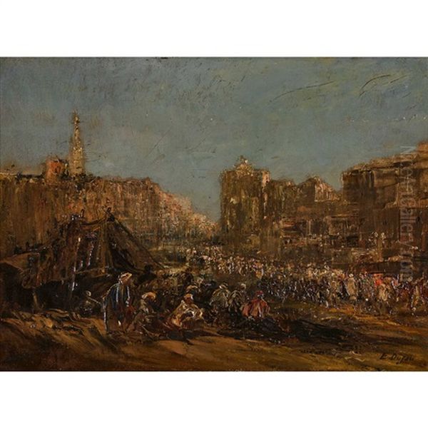 Zeltlager Vor Orientalischer Stadt Oil Painting by Edouard-Jacques Dufeu