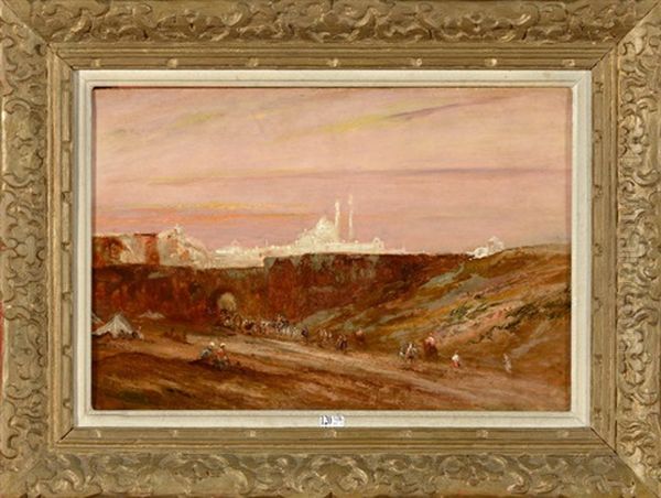 Entree De Ville Animee Au Moyen Orient Oil Painting by Edouard-Jacques Dufeu