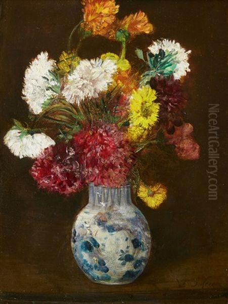 Floral Still Life Oil Painting by Edouard-Jacques Dufeu