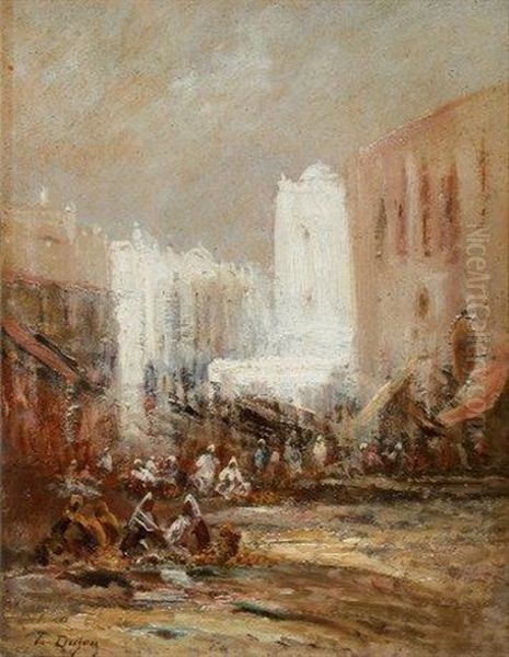 Rue Animee A Constantinople Oil Painting by Edouard-Jacques Dufeu