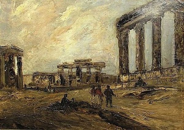 Evzon Pres D'un Temple Grec Oil Painting by Edouard-Jacques Dufeu