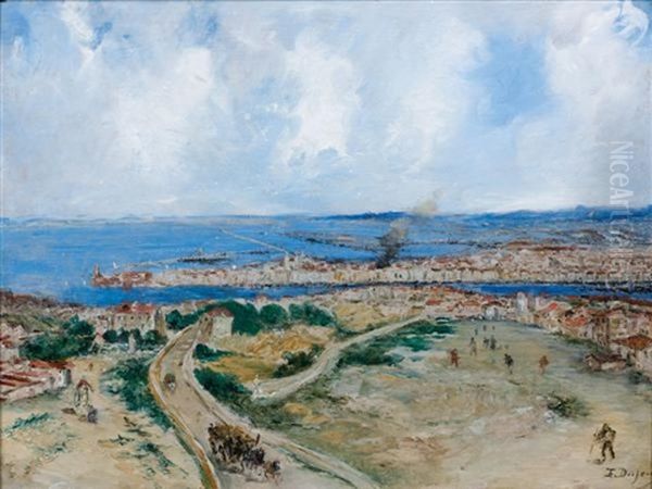 Vue De Marseille Depuis La Colline De Notre-dame De La Garde Oil Painting by Edouard-Jacques Dufeu