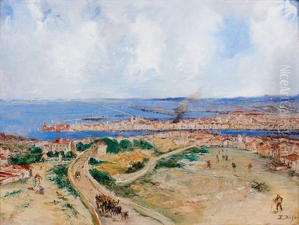 Vue D'un Port Mediterraneen Oil Painting by Edouard-Jacques Dufeu