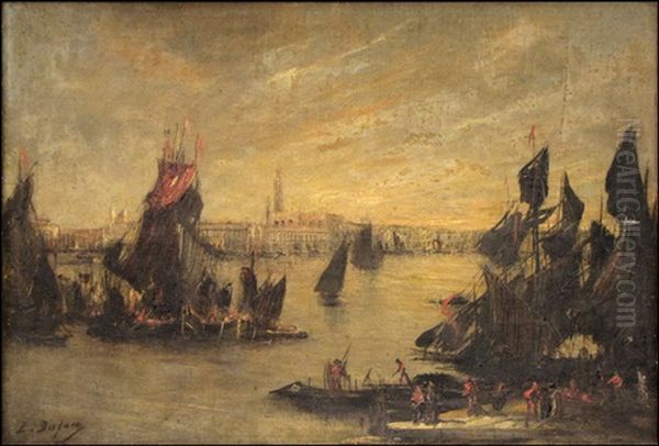 Harbor Scene, Place Of The Doges Oil Painting by Edouard-Jacques Dufeu