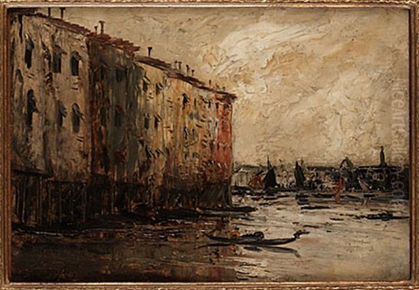 Venetianskt Kanalmotiv Oil Painting by Edouard-Jacques Dufeu