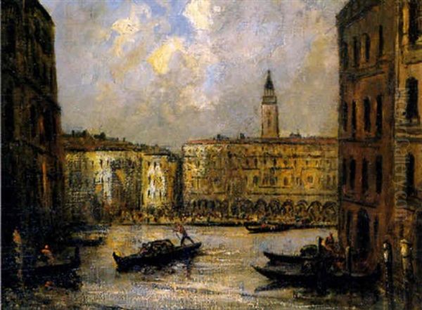 Canal A Venise Oil Painting by Edouard-Jacques Dufeu