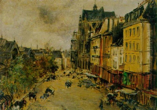 Faubourg Montmartre Oil Painting by Edouard-Jacques Dufeu