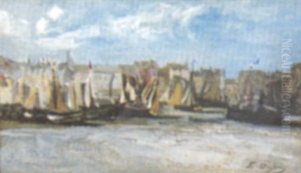 Vue Du Port Oil Painting by Edouard-Jacques Dufeu