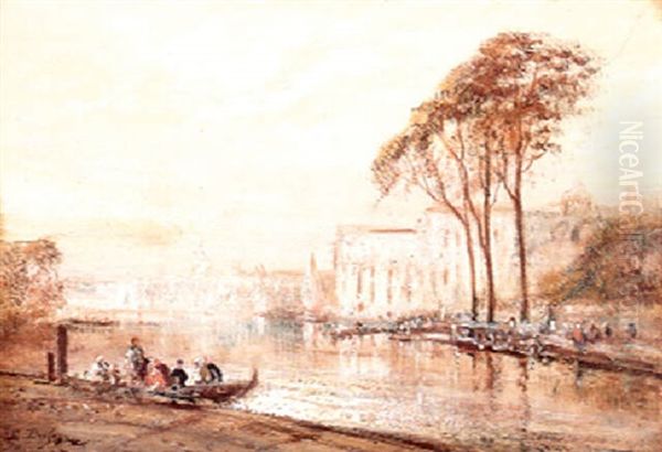 Les Gondoles A Venise Oil Painting by Edouard-Jacques Dufeu