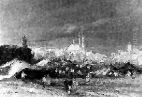 Vue D'istanbul, Sainte-sophie Au Lointain Oil Painting by Edouard-Jacques Dufeu