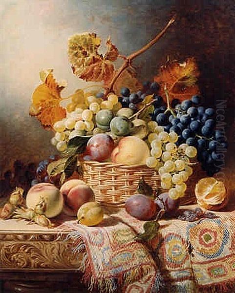 Dahlias In A Basket In A Field Oil Painting by William Duffield