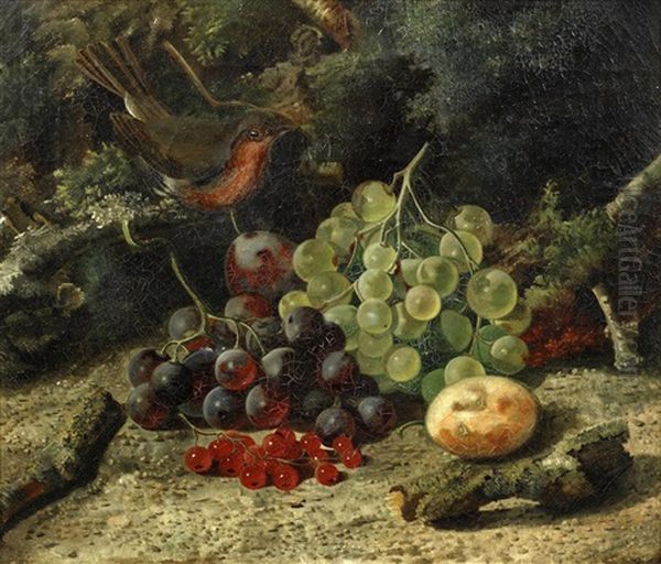 Still Life Of Fruit And Birds (a Pair) Oil Painting by William Duffield