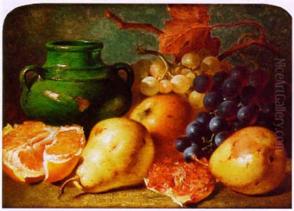 Still Life With Fruit And A Green Jar Oil Painting by William Duffield