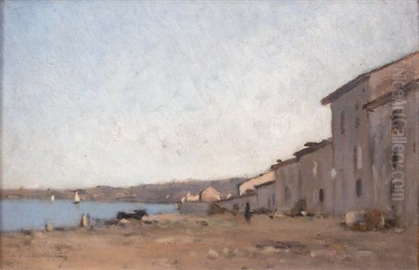 Maisons Pres Du Rivage Oil Painting by Camille Emile Dufour